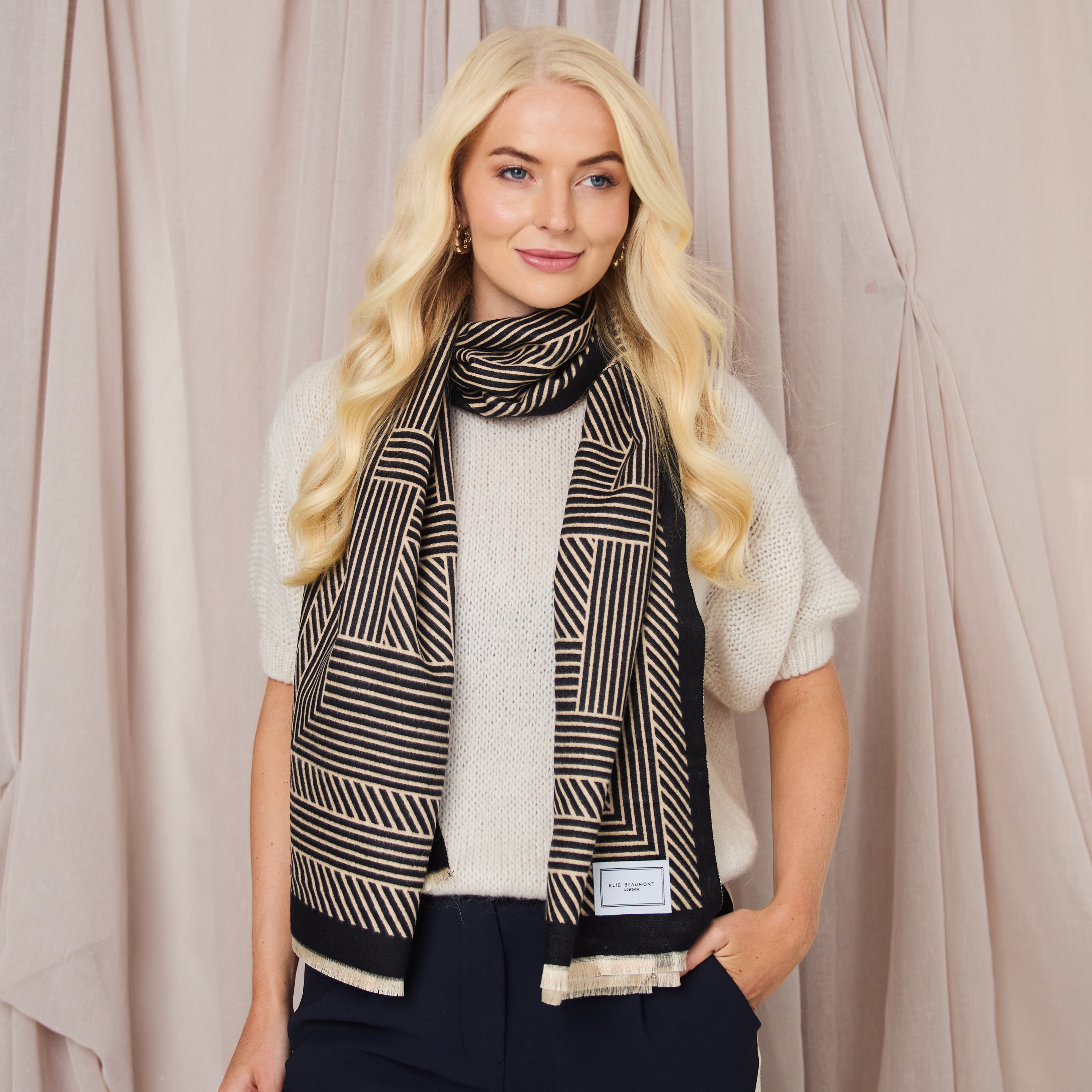 Umbrella - Black + Sand Geometric