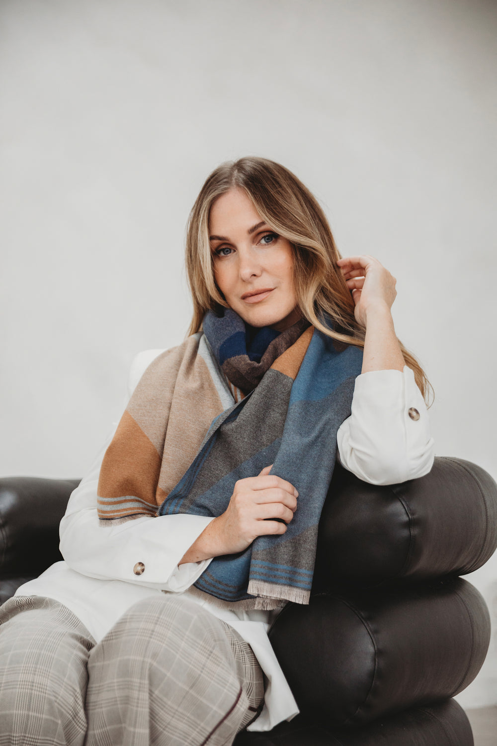 Winter Scarf - Blue Camel Semi-circles