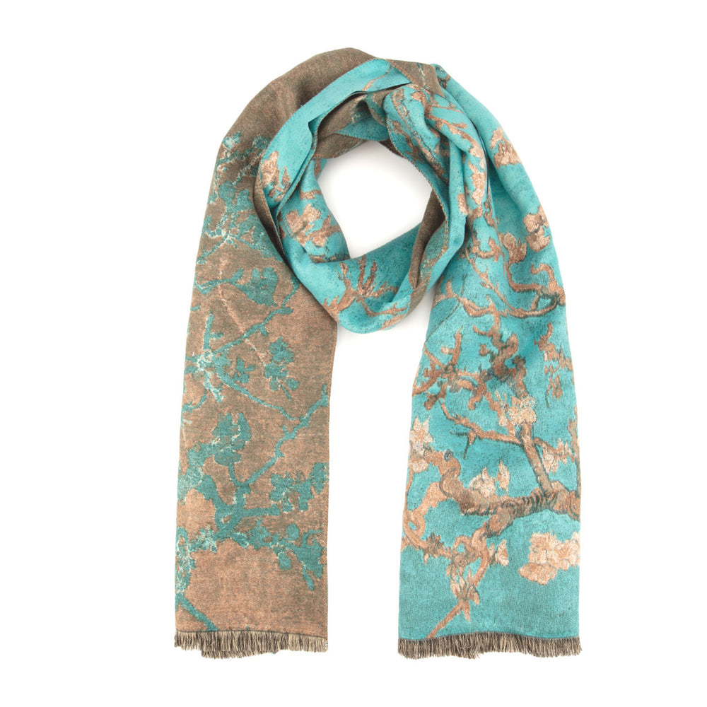Winter Scarf - Turquoise Blossoms