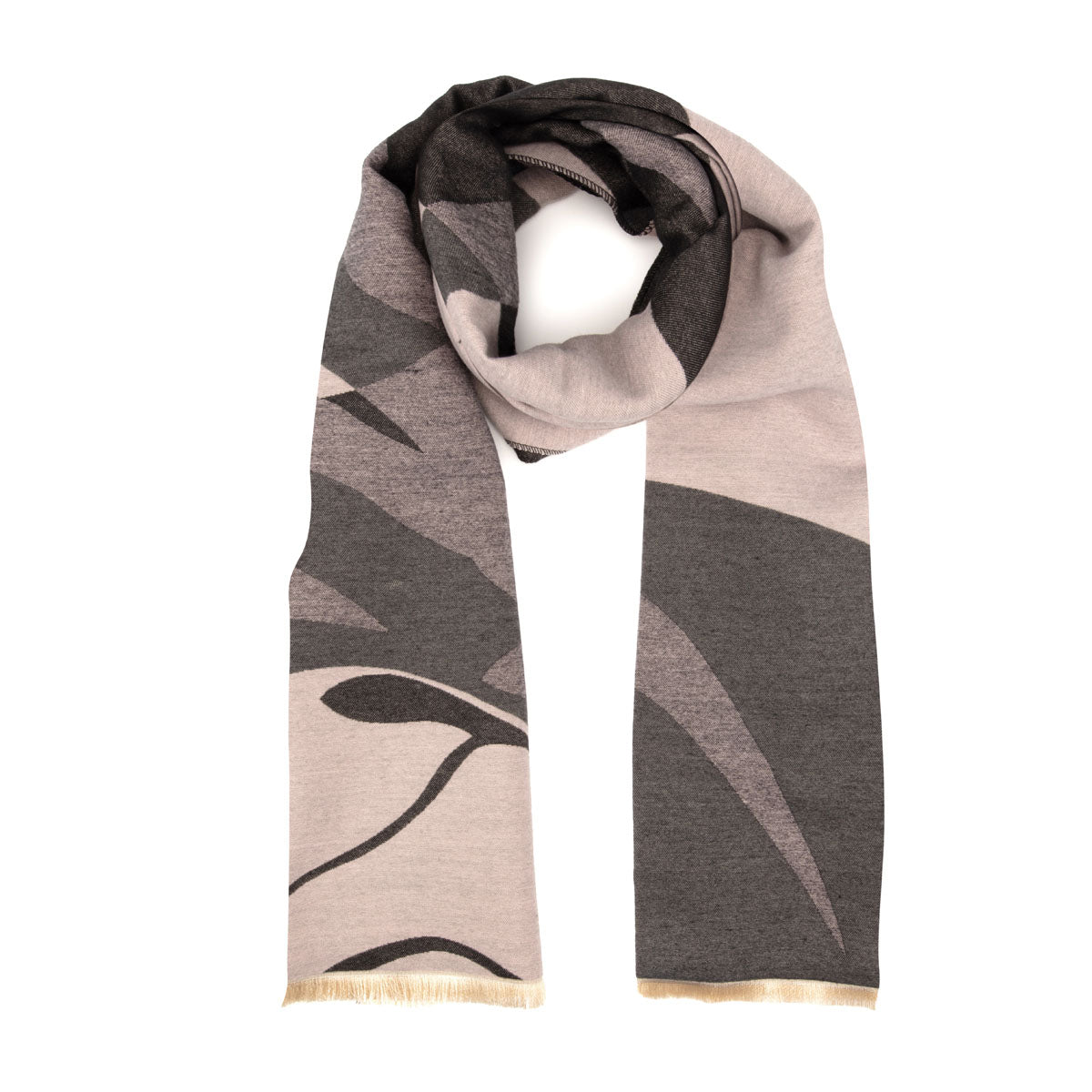 Winter Scarf - Black, Grey, Pink Impression