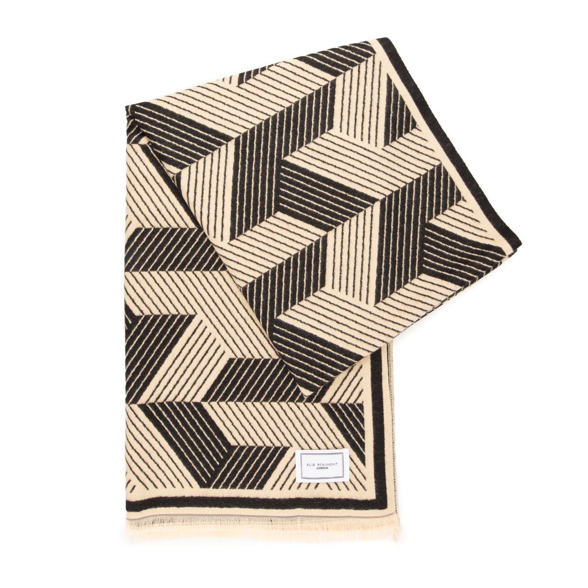 Winter Scarf - Black + Ivory Mosaic