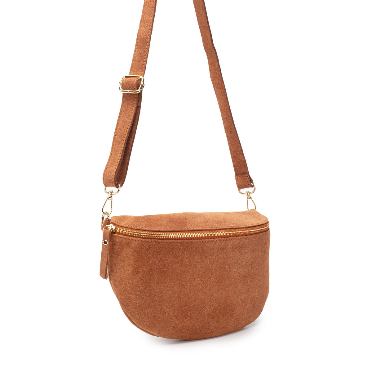 Suede Sling Bag - Tan Large