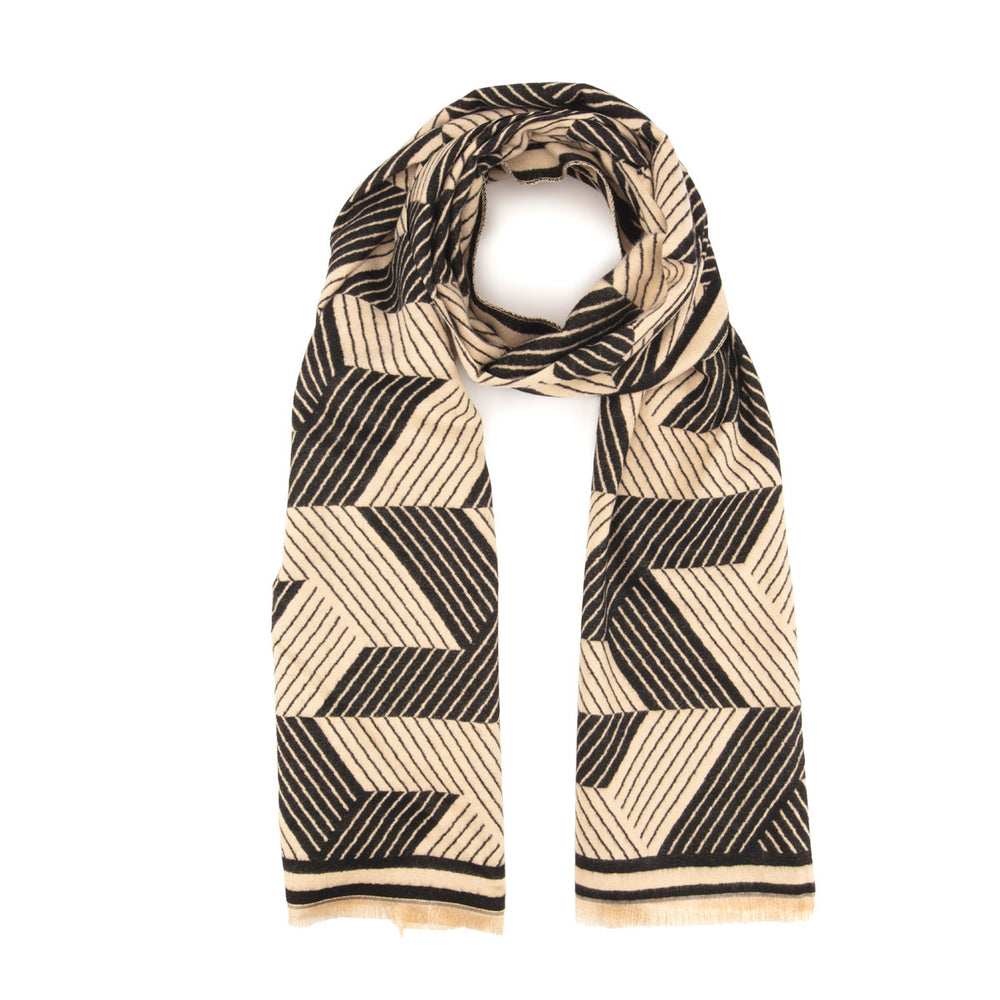 Winter Scarf - Black + Ivory Mosaic
