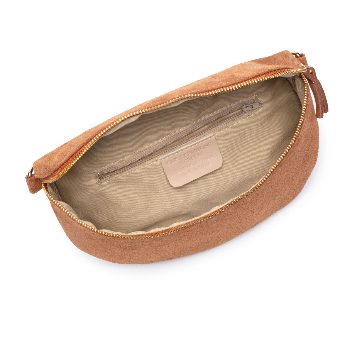 Suede Sling Bag - Tan Large