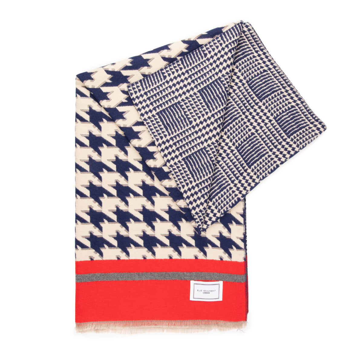Winter Scarf - Navy Blue Dogtooth Checks