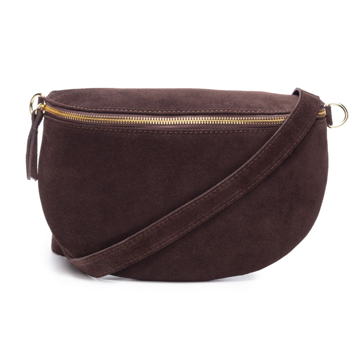 Suede Sling Bag - Chocolate Large