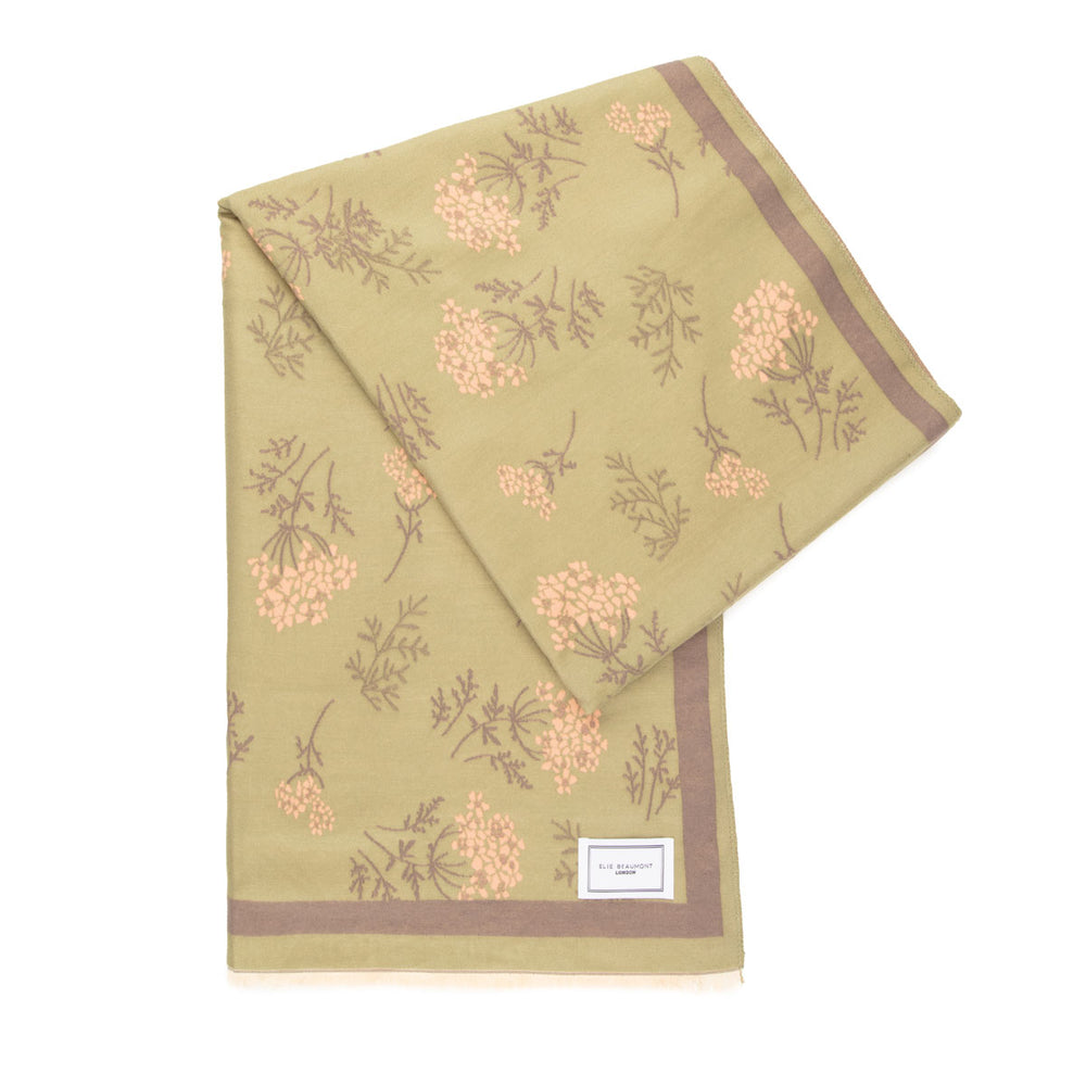 Winter Scarf - Olive + Dusty Rose Floral