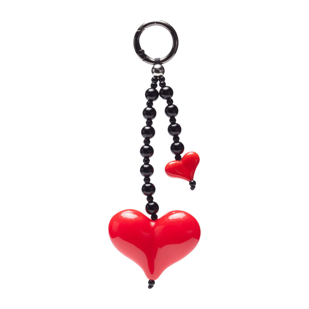 Bag Charm Keyring - Red Love Heart