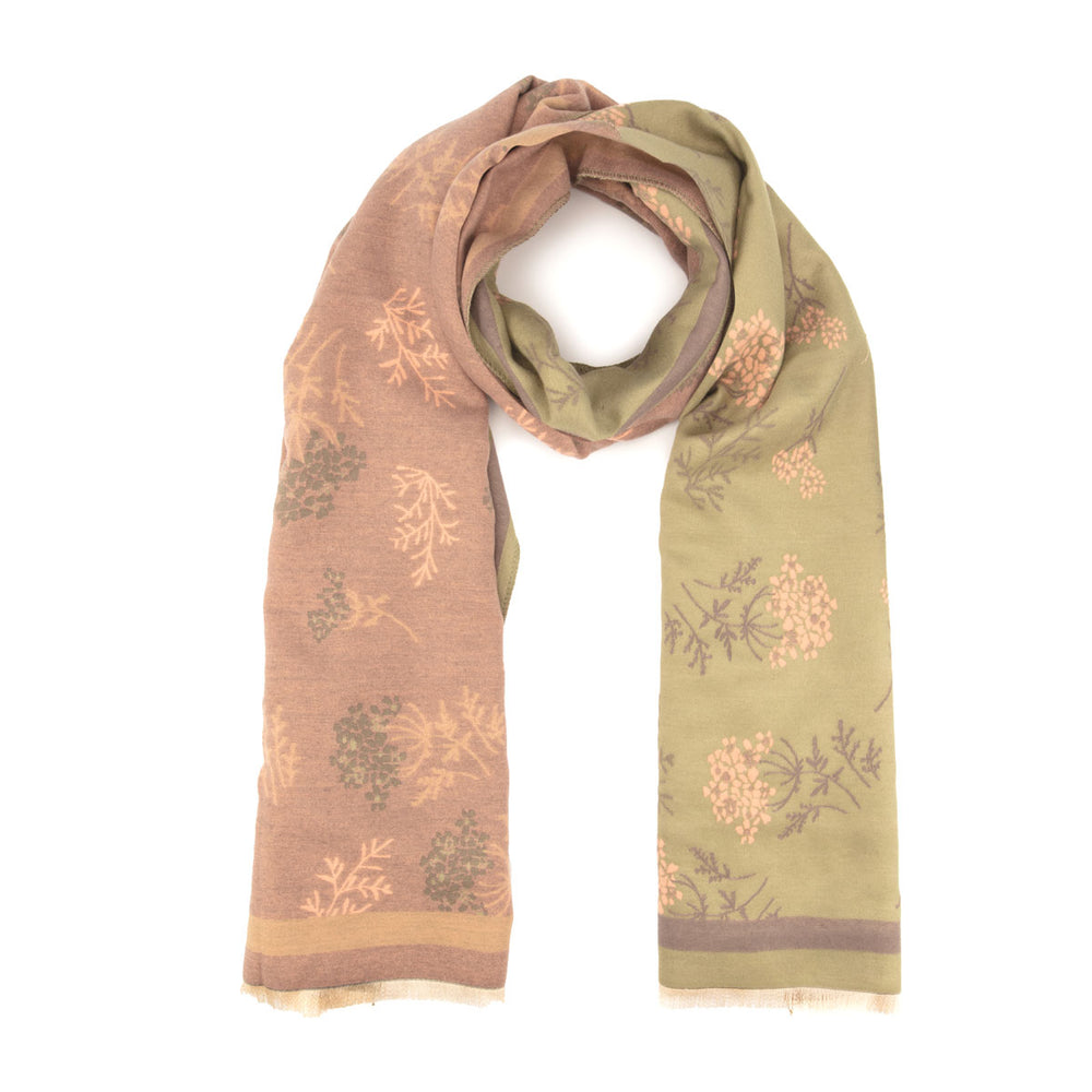 Winter Scarf - Olive + Dusty Rose Floral
