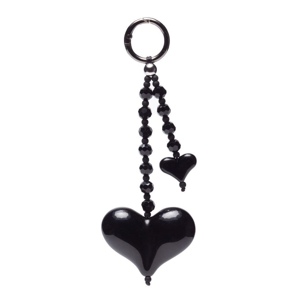 Bag Charm Keyring - Ebony Heart