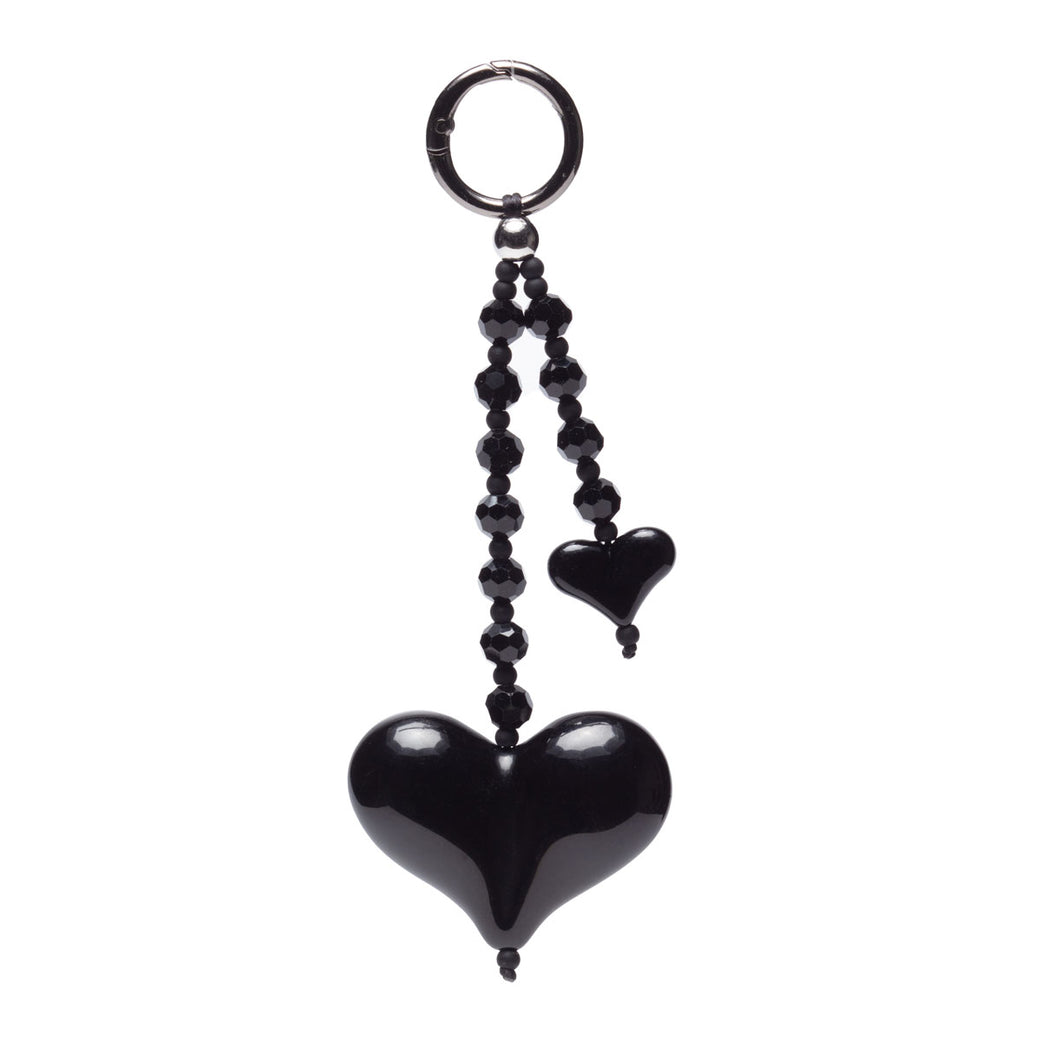 Bag Charm Keyring - Ebony Heart