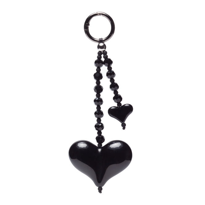 Bag Charm Keyring - Ebony Heart