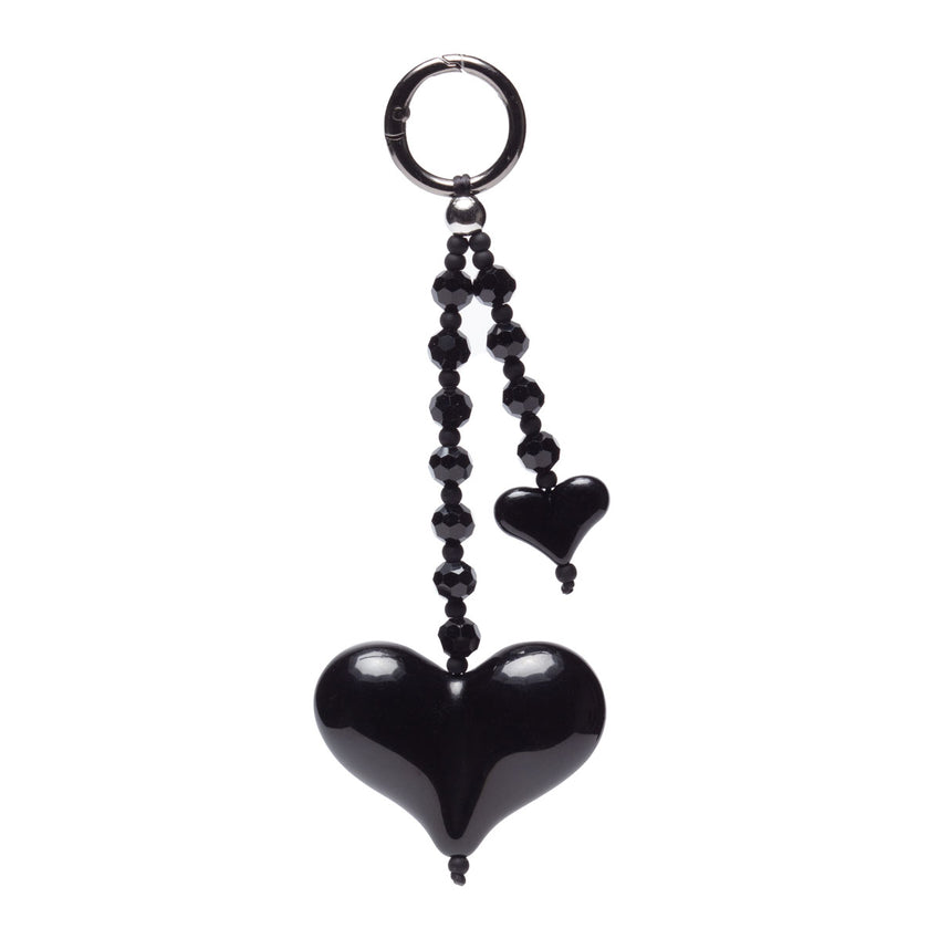 Bag Charm Keyring - Ebony Heart
