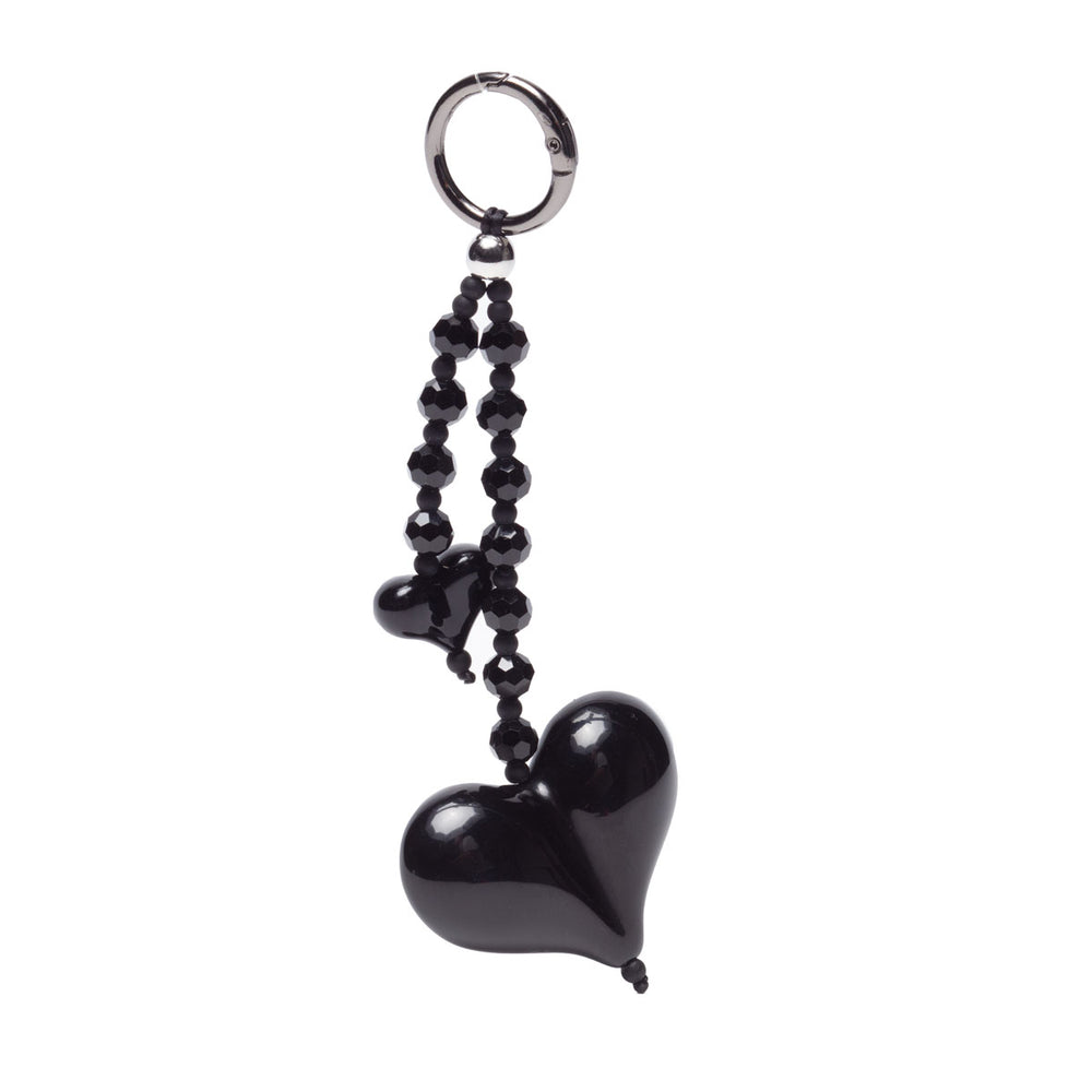 Bag Charm Keyring - Ebony Heart