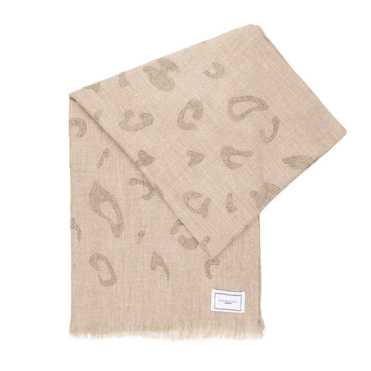 Winter Scarf Elite - Sand Leopard Diamante