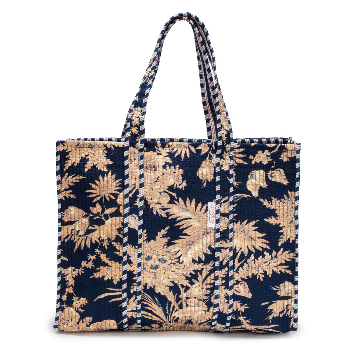 Serendipity Cotton Quilted Tote - Midnight Blossom