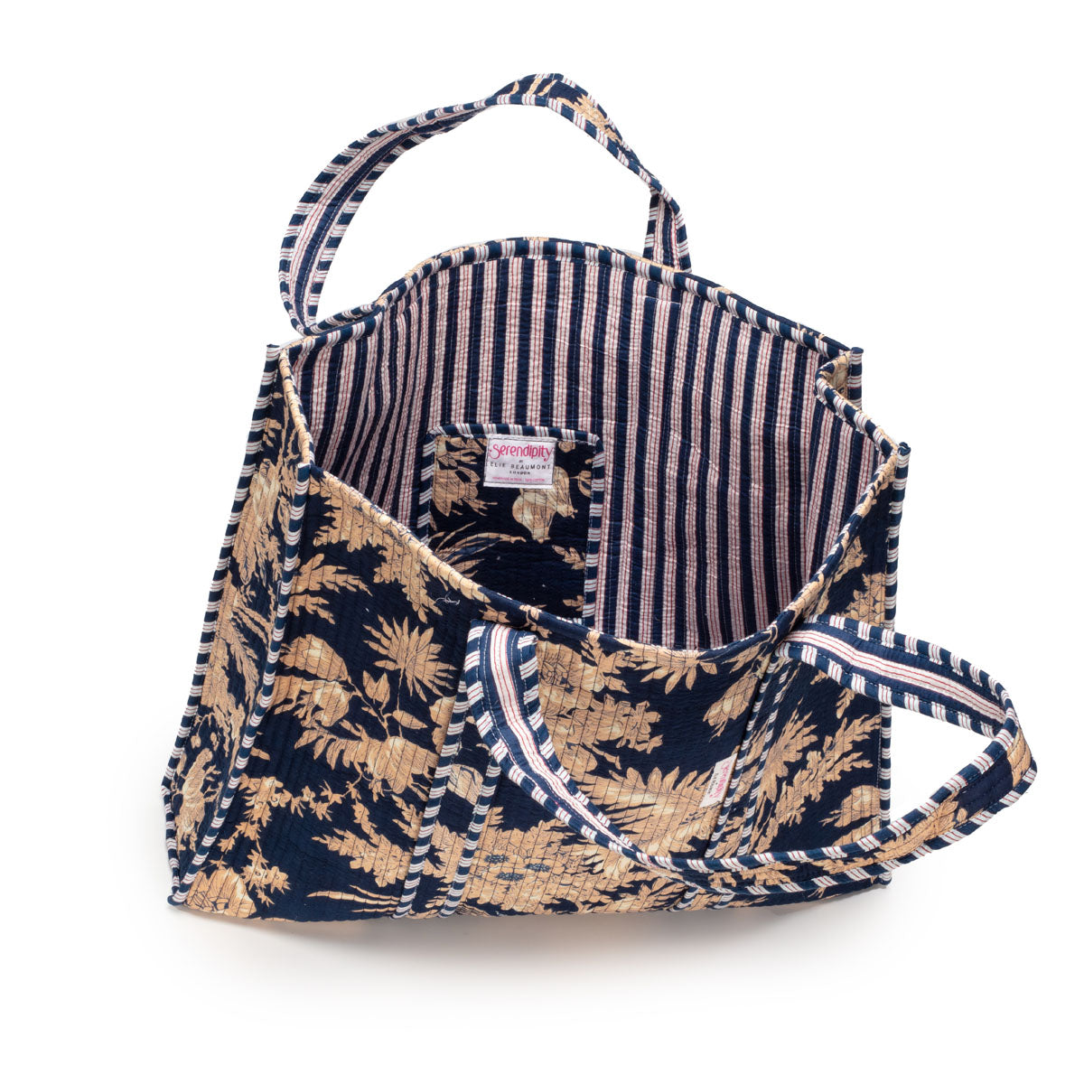 Serendipity Cotton Quilted Tote - Midnight Blossom