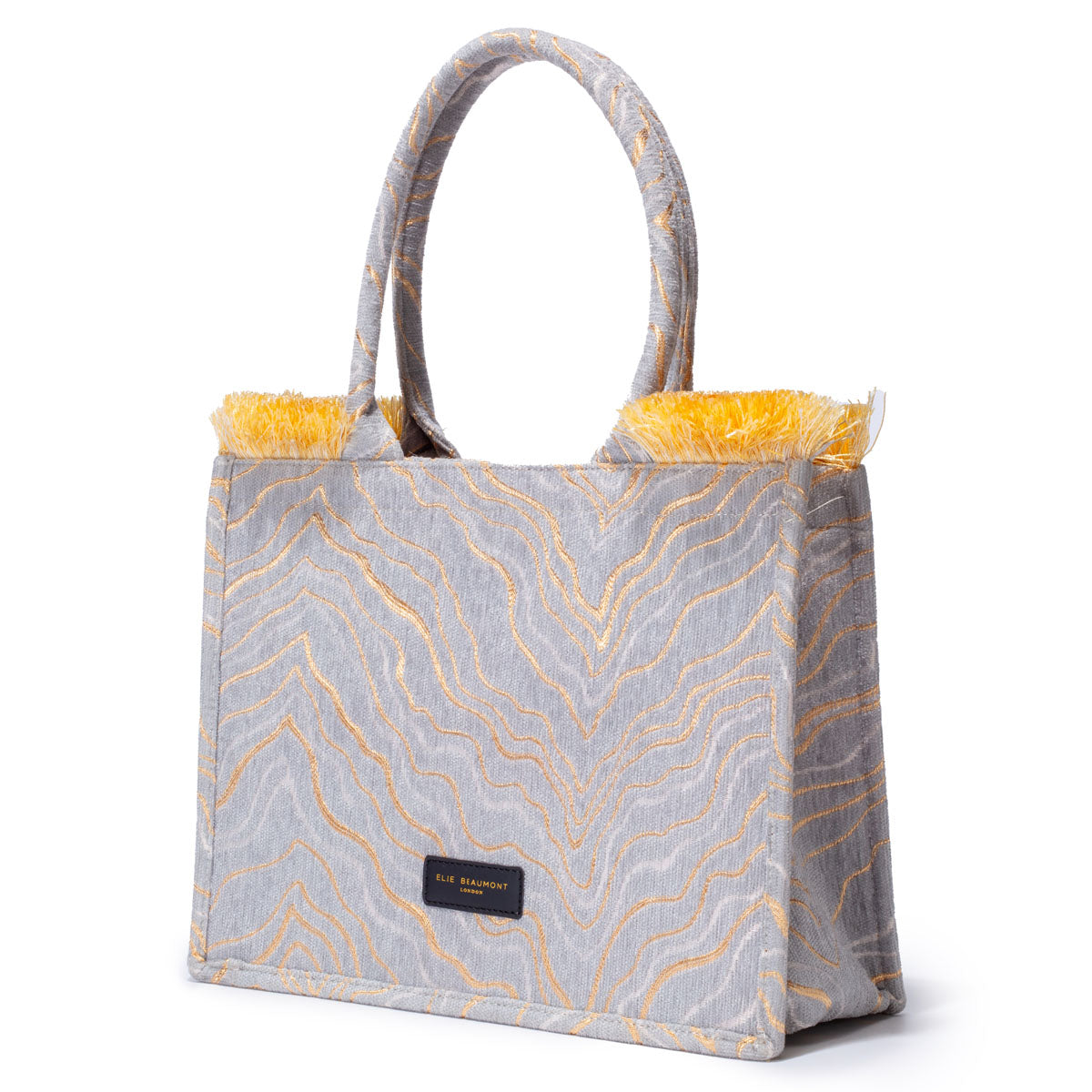 Fabric Tote - Velvet Lt Grey Gold