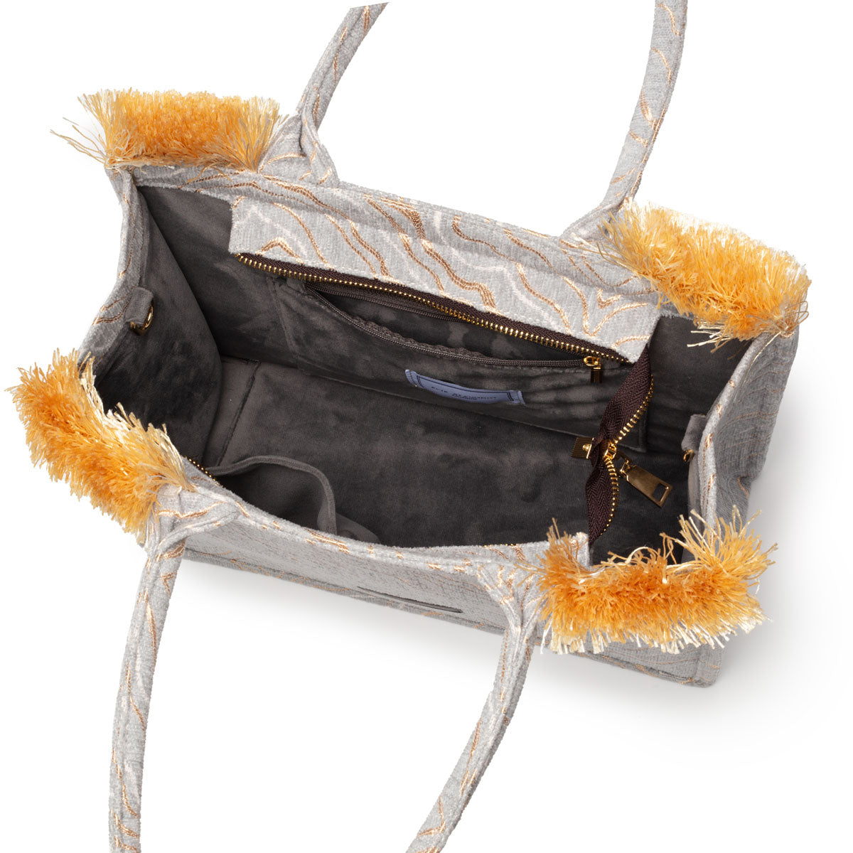 Fabric Tote - Velvet Lt Grey Gold