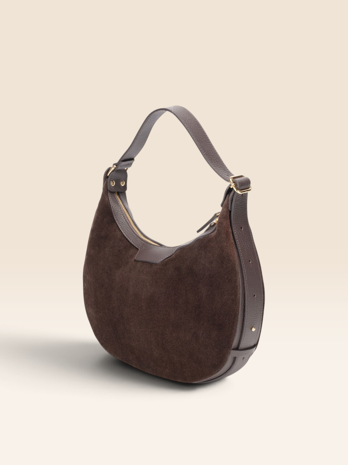 Crescent Suede Bag - Chocolate