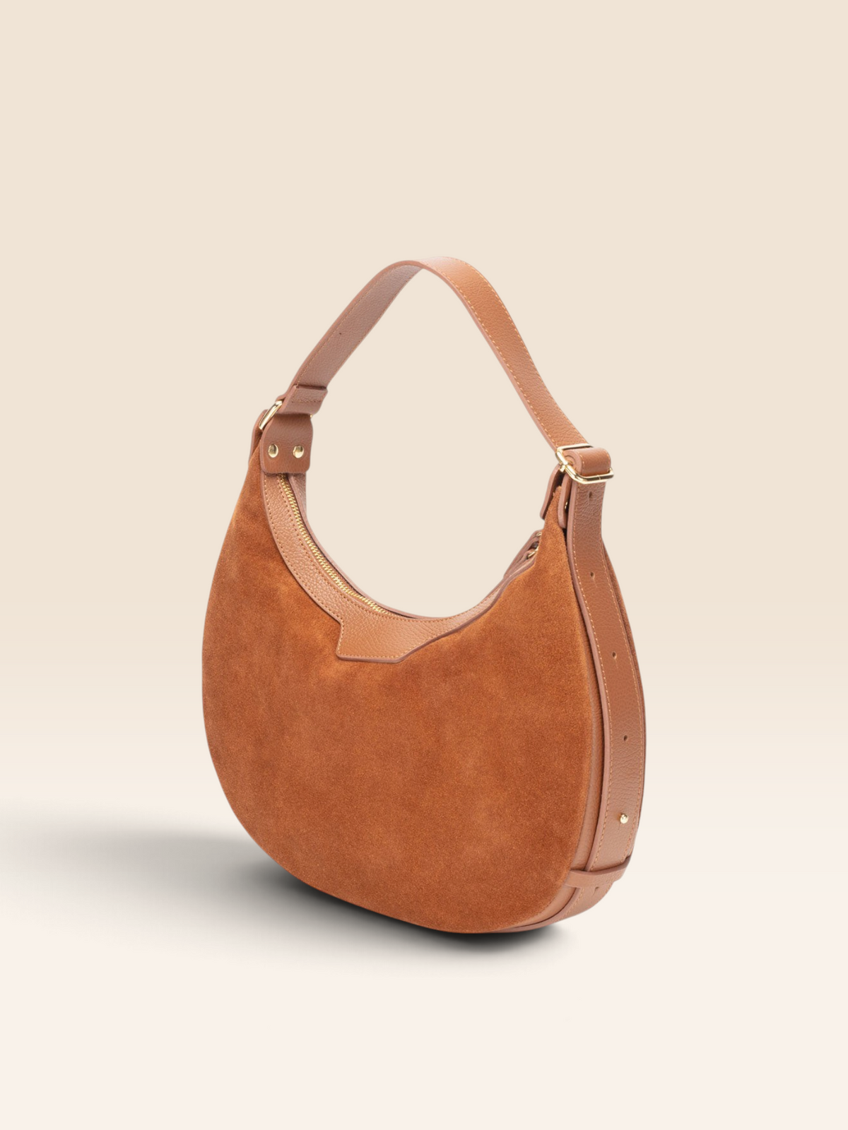 Crescent Suede Bag - Tan