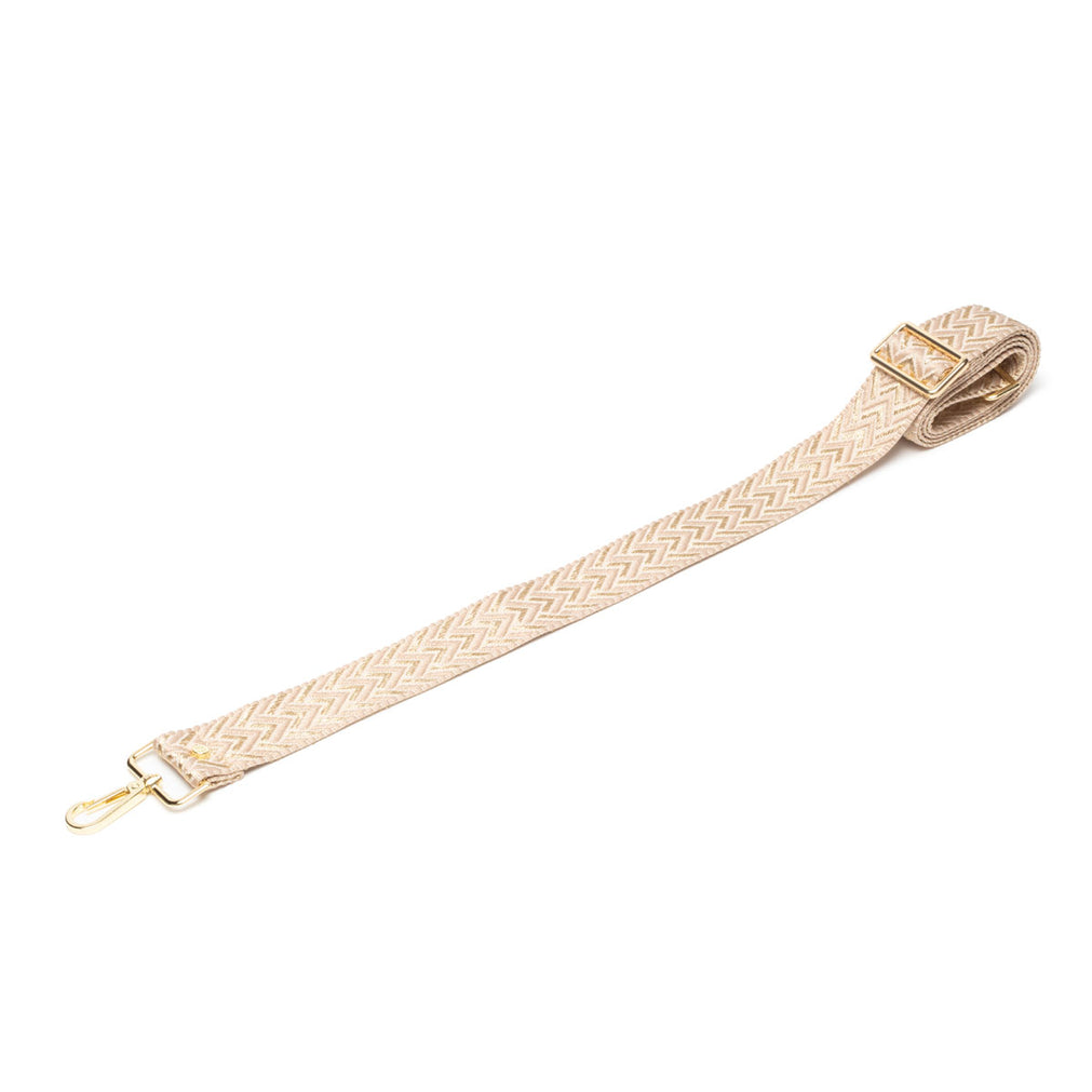Crossbody strap - Gold/Cream Chevron