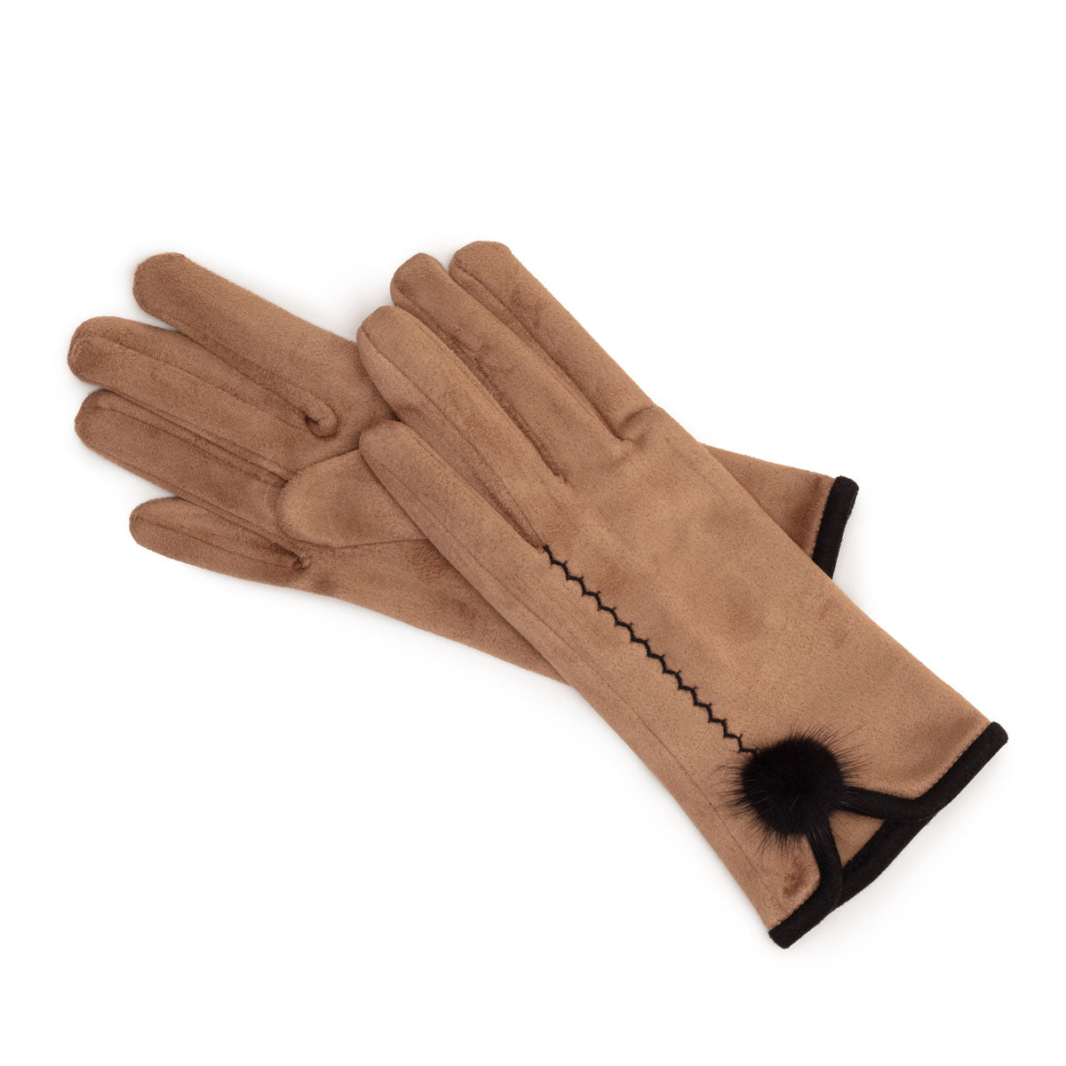 Gloves Pom Pom - Dark Tan