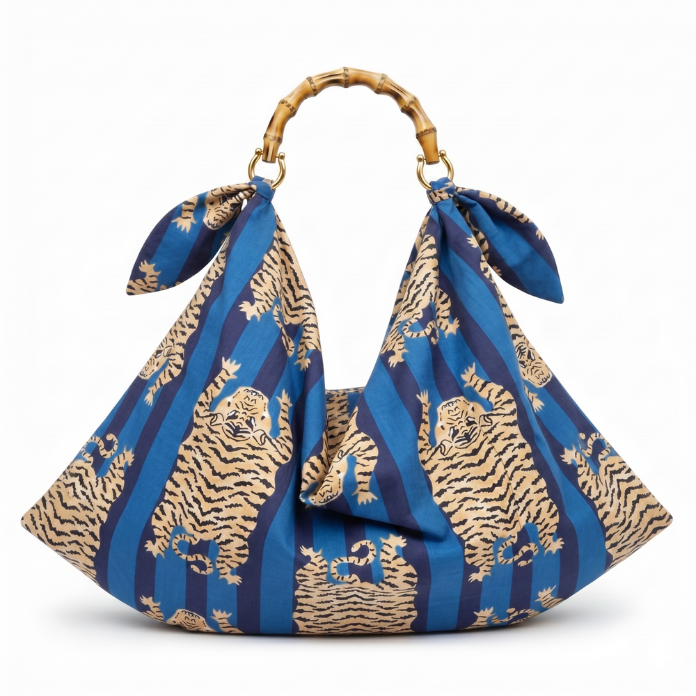 Serendipity Handkerchief Bag - Blue Tibetan Tiger         PRE-ORDER : STOCK DUE FOR DISPATCH W/C 1st JUNE 26