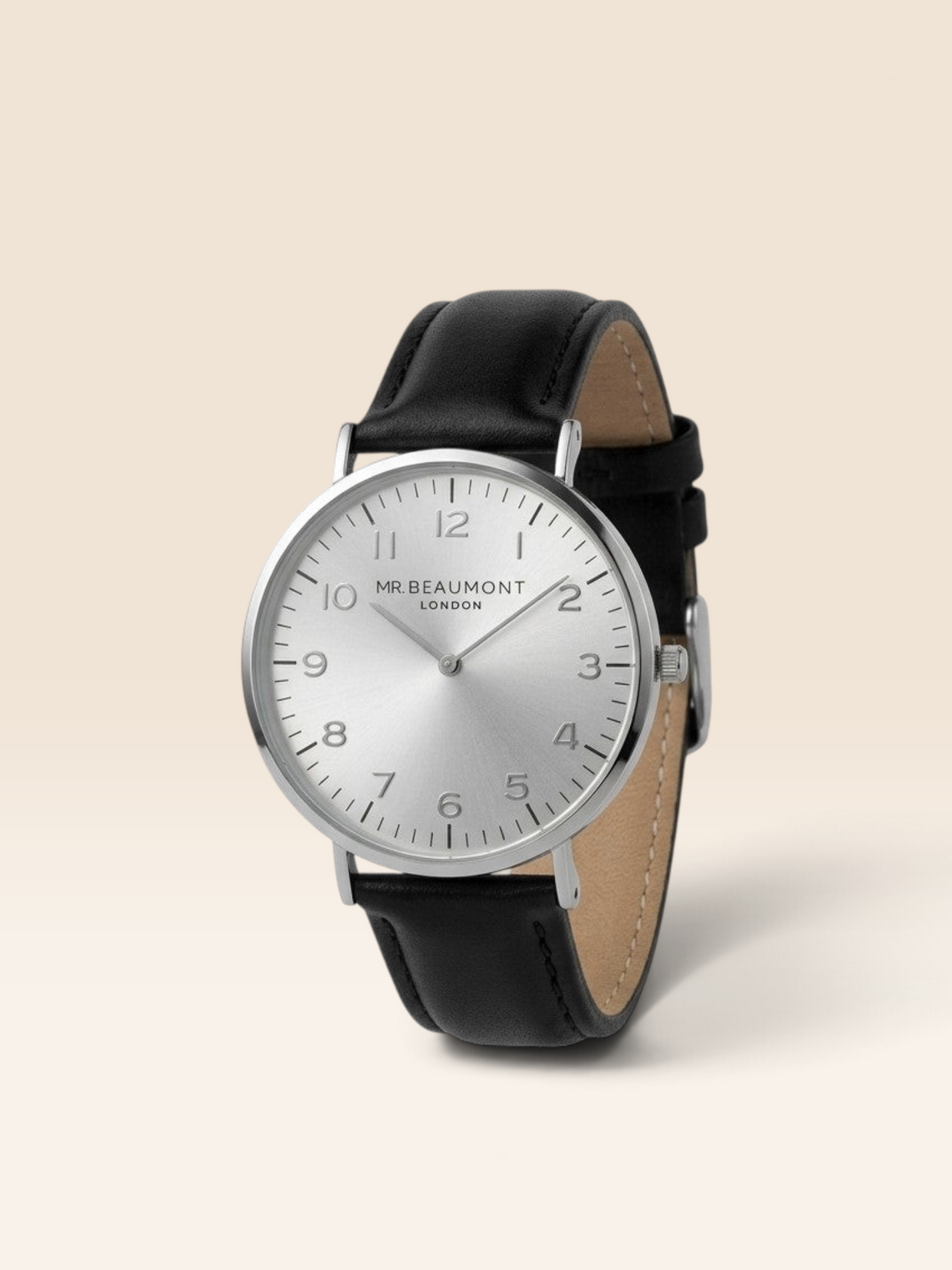 Mr Beaumont numeral dial Leather Black/Silver Case