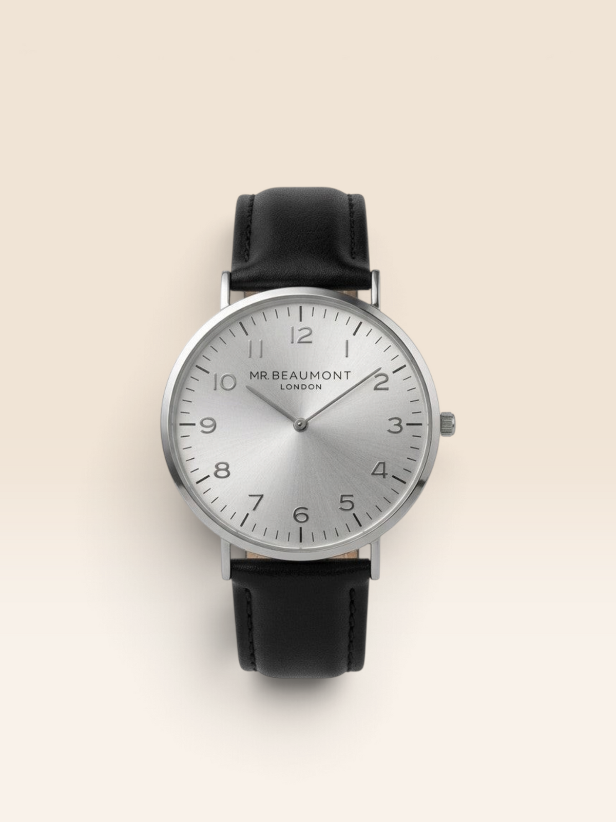 Mr Beaumont numeral dial Leather Black/Silver Case