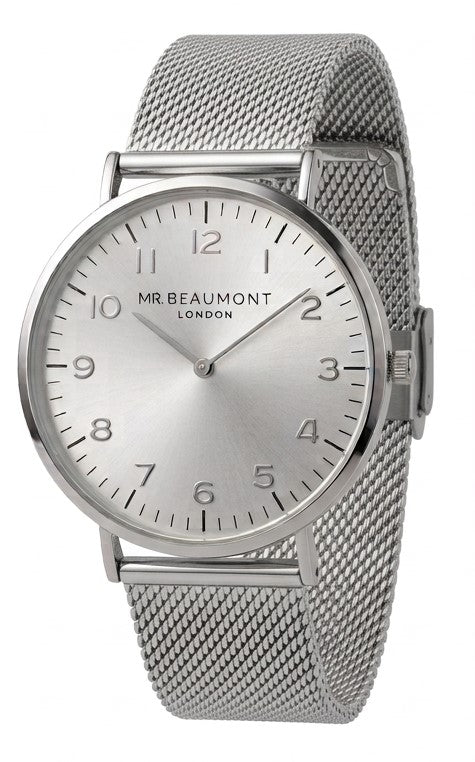 Mr Beaumont Mesh Bracelet numeral dial Silver