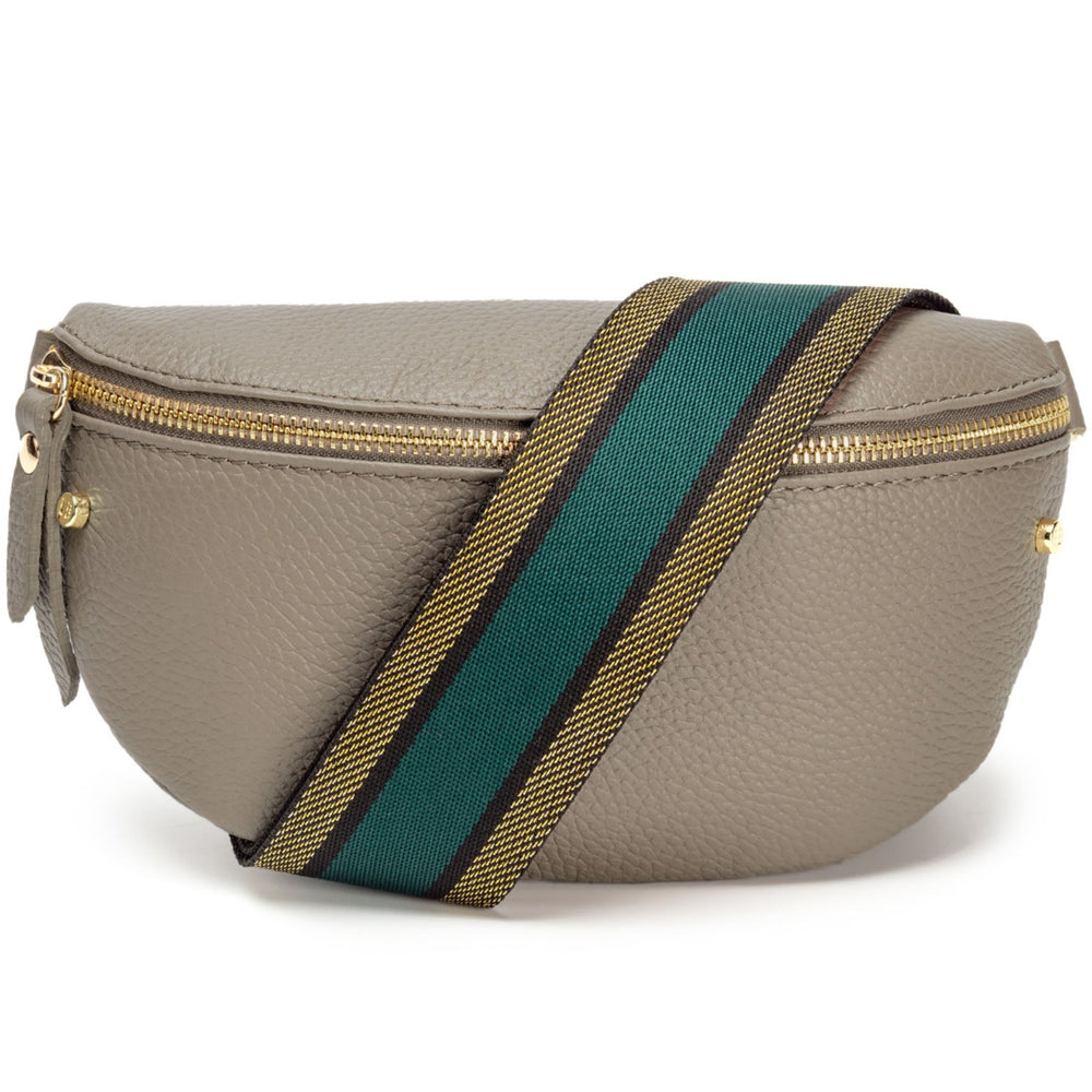 Sling Bag - Mink Grey with Green Gold Trim Strap