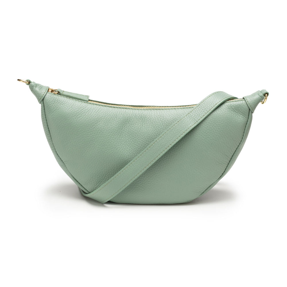 Image of a Mint Green Leather Hobo Bag with matching strap for Women by Elie Beaumont