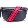 Sling Bag - Navy with Fuchsia Red Stripe Strap