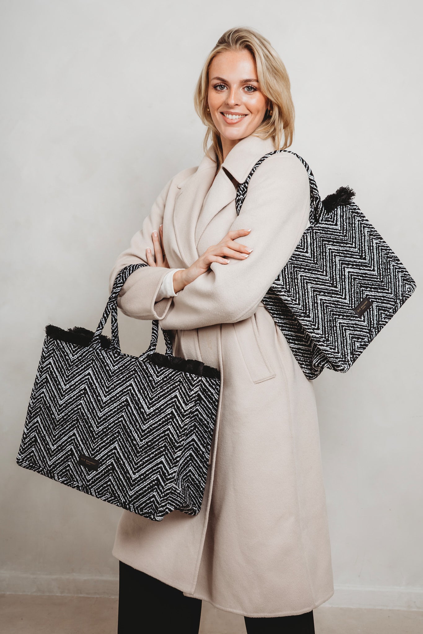 Fabric Tote - Velvet Black Chevron