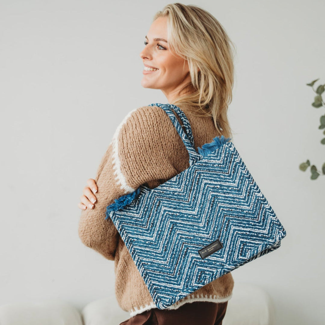 Fabric Tote - Velvet Teal Chevron