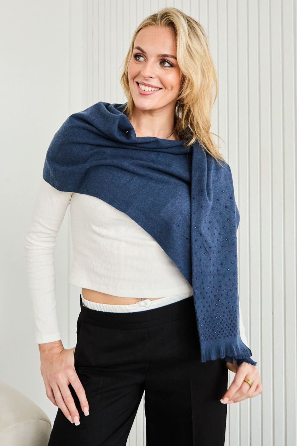 Winter Scarf Elite - Mid Blue Cascade Diamante