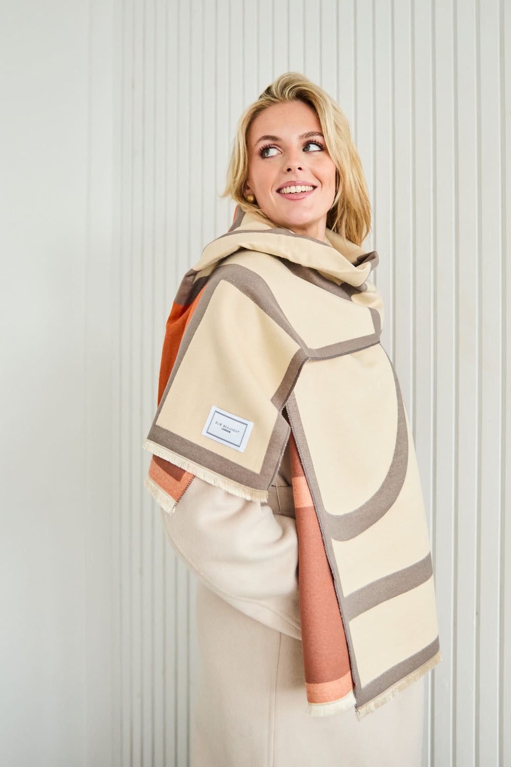 Winter Scarf - Grey Cream Art Deco