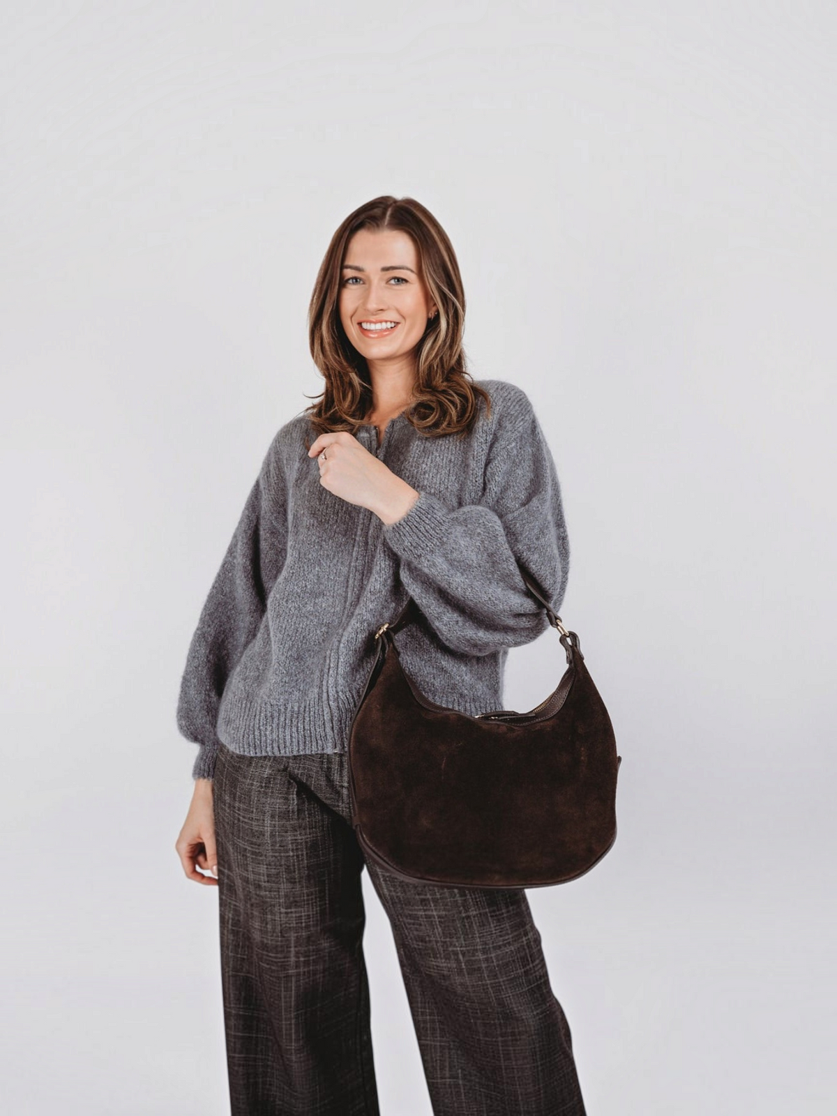 Crescent Suede Bag - Chocolate
