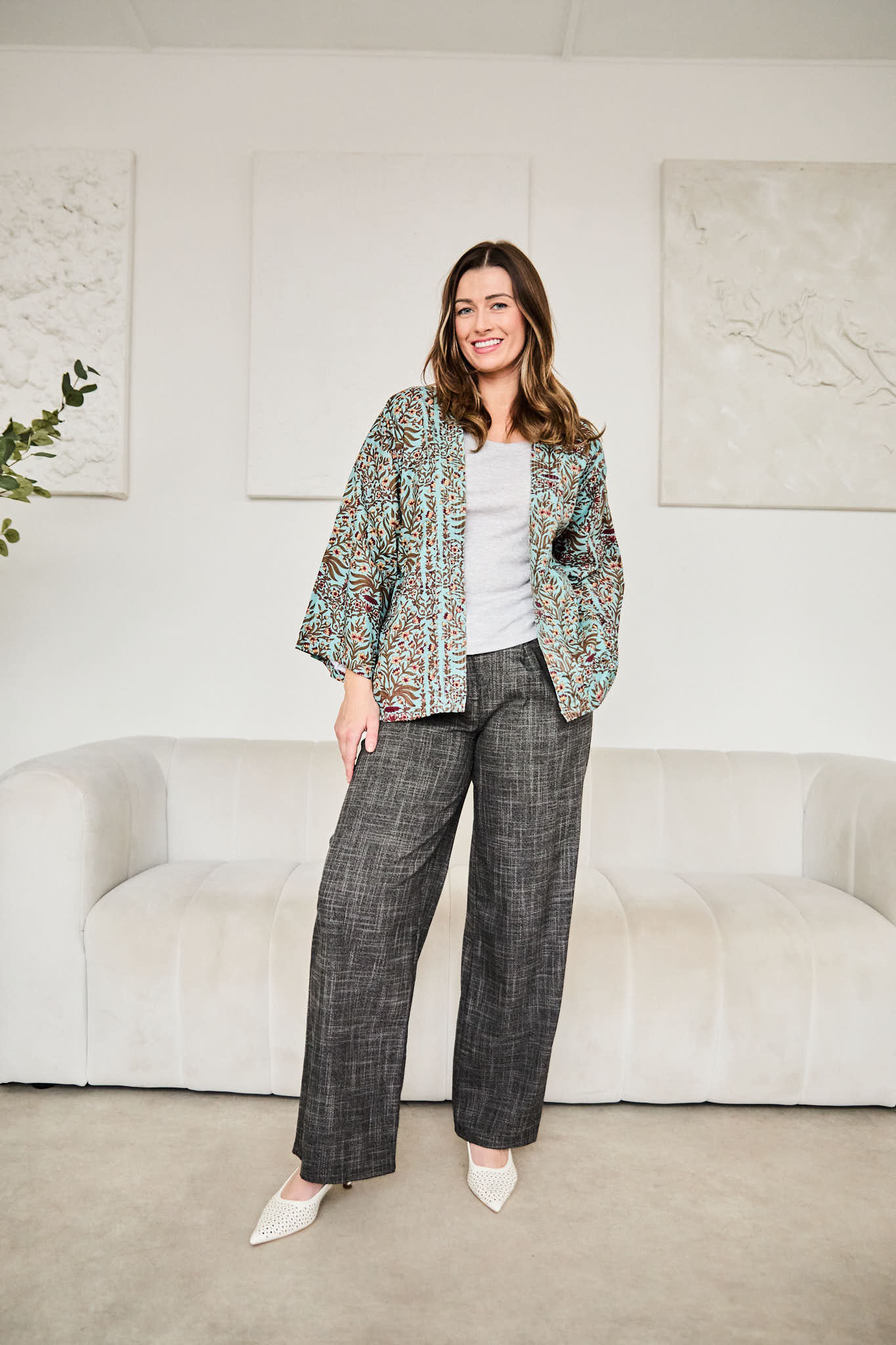 Serendipity Kimono Short - Lt Blue Baroque