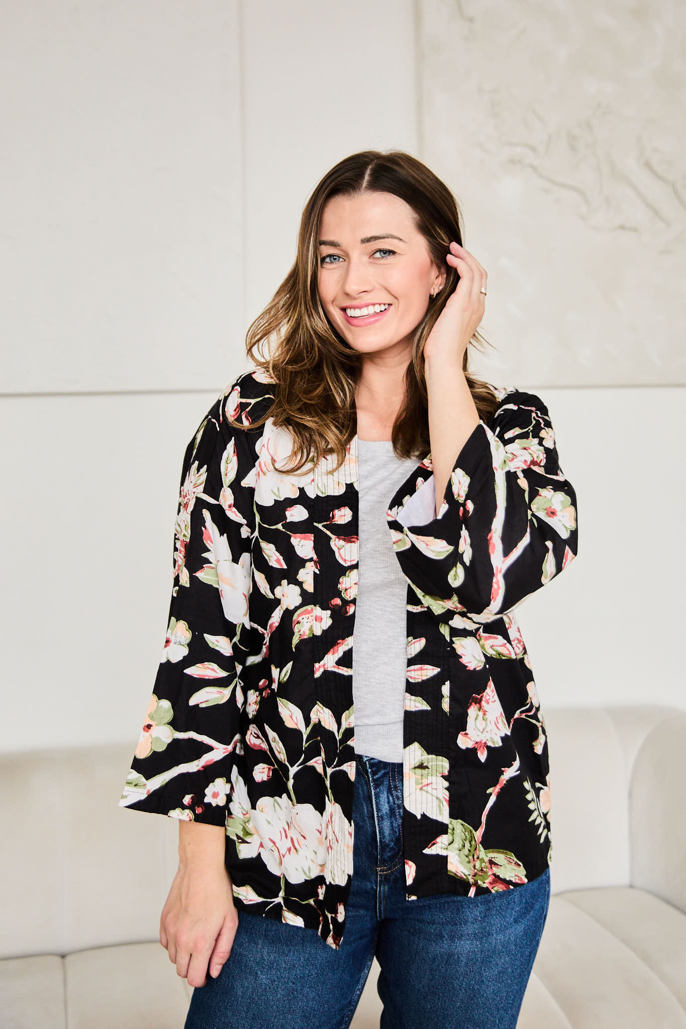 Serendipity Kimono Short - Black Meadow