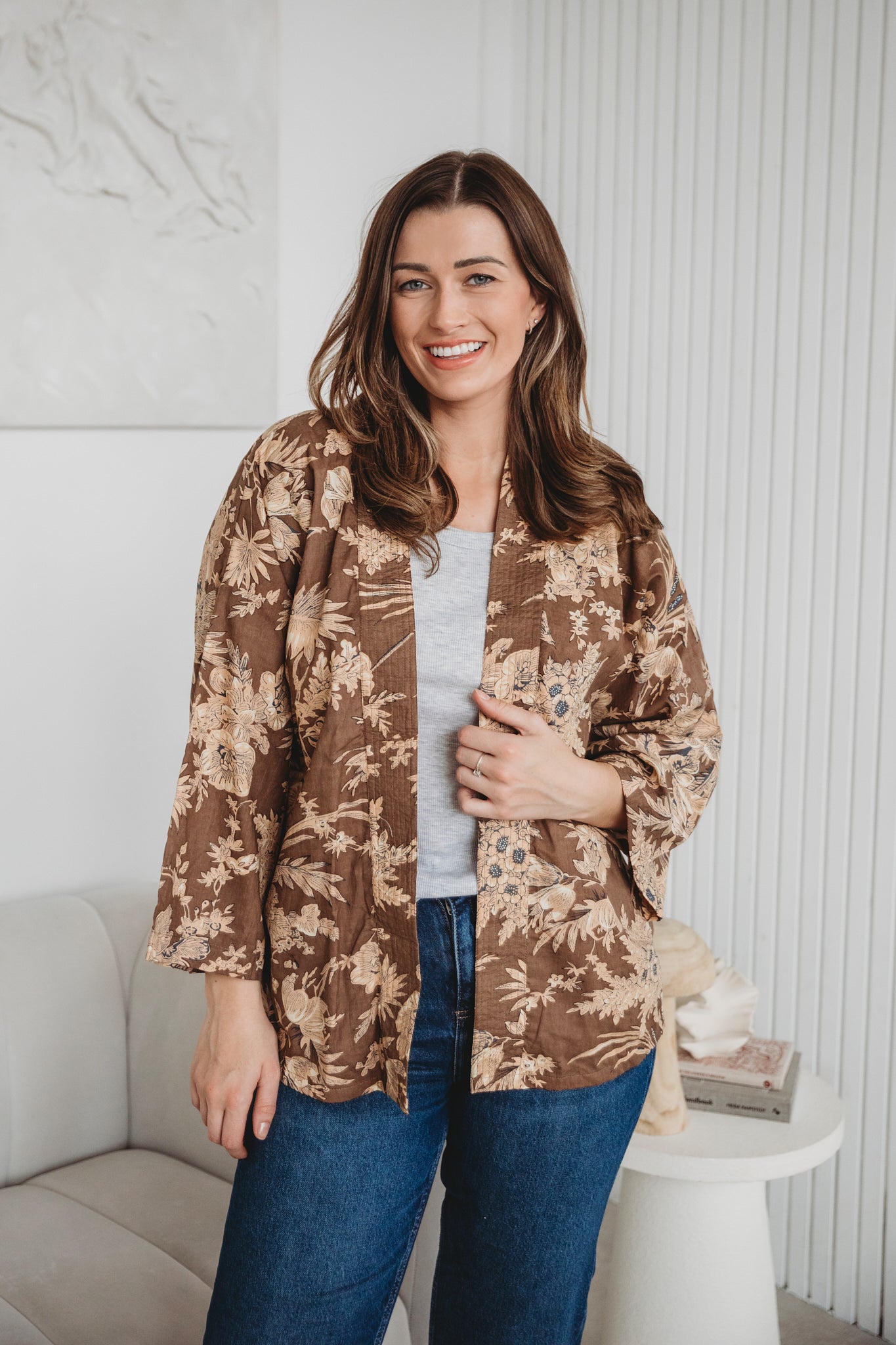 Serendipity Kimono Short - Coffee Blossom