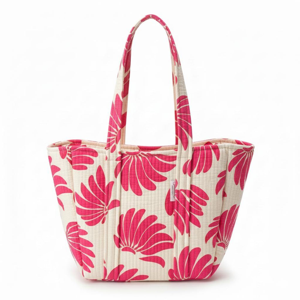 Serendipity Cotton Shoulder Tote - Fuchsia Banana