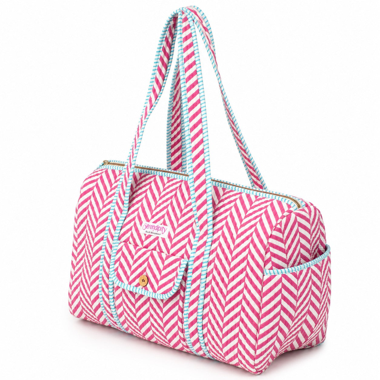 Serendipity Cotton Duffel Bag - Pink Chevron