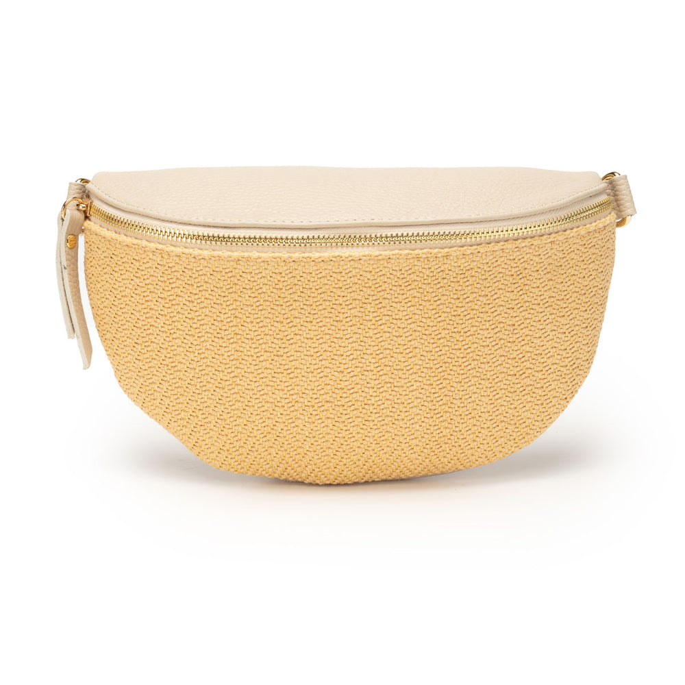 Image of a Raffia Stone Leather  Slingbag with matching strap for Women by Elie Beaumont