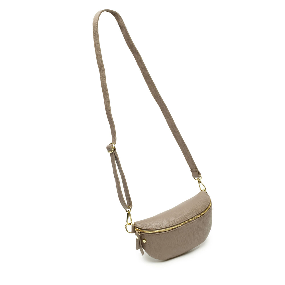 Sling Bag - Mink Grey with Green Gold Trim Strap