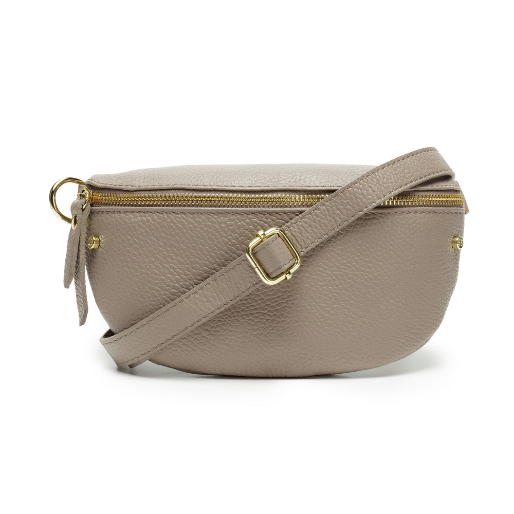 Sling Bag - Mink Grey with Green Gold Trim Strap