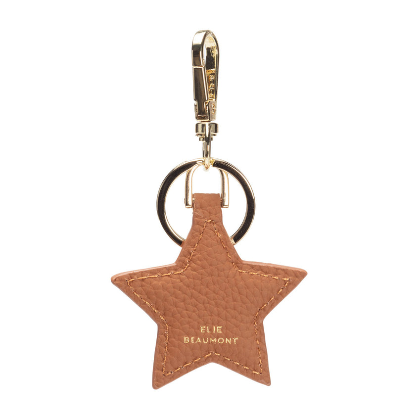 Leather Keyring - Star Tan