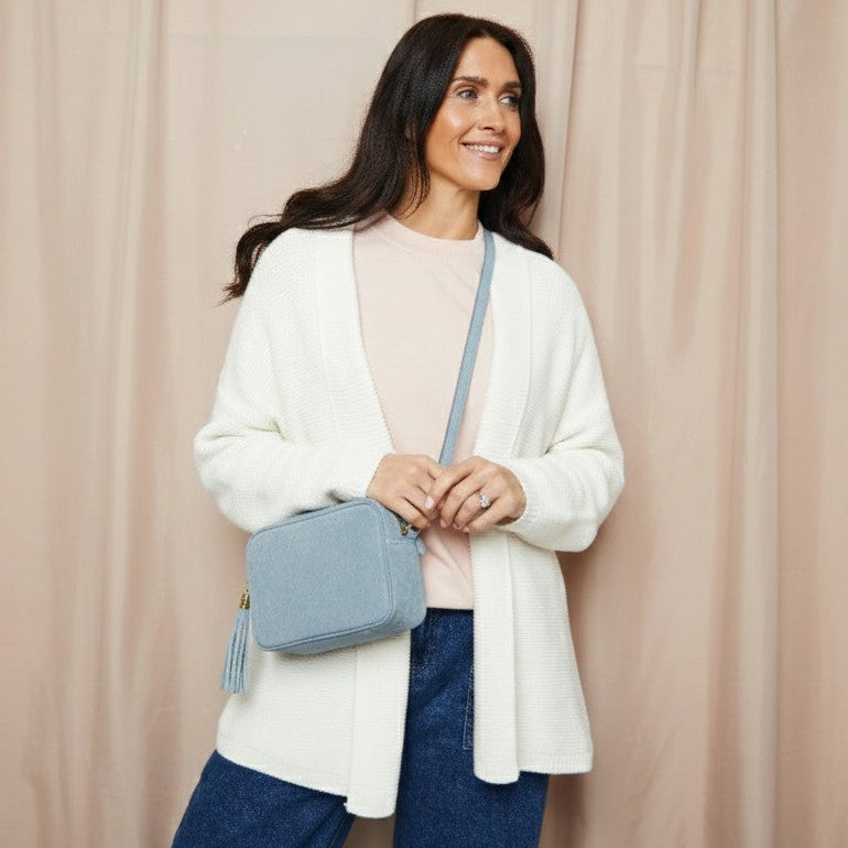 Crossbody Tassel Suede - Powder Blue