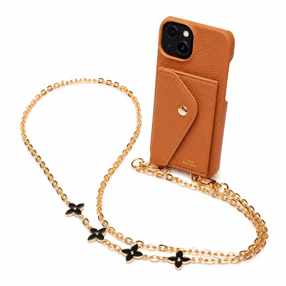Genuine Leather iPhone Case - Tan - Daisy Chain Lanyard
